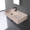 Beige Travertine Design Ceramic Wall Mounted or Vessel Sink With Counter Space